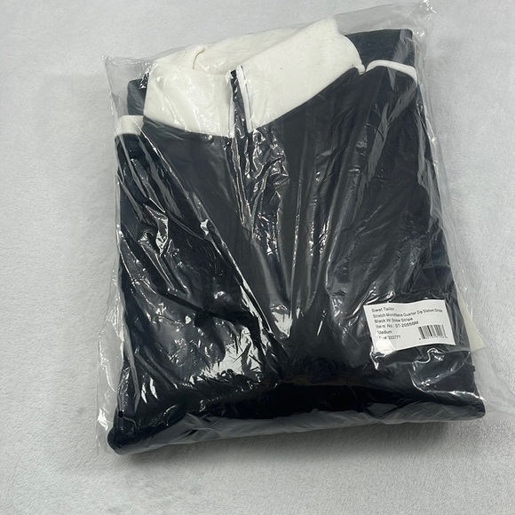 NEW Swet Tailor 1/4 Zip M, L, XXL Black White Stretch Microfleece Slalom Stripe - Picture 3 of 16